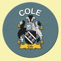 Cole Coat of Arms Cork Round English Family Name Coasters Set of 2