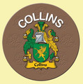 Collins Coat of Arms Cork Round English Family Name Coasters Set of 2