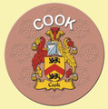 Cook Coat of Arms Cork Round English Family Name Coasters Set of 2