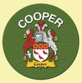 Cooper Coat of Arms Cork Round English Family Name Coasters Set of 2