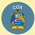 Cox Coat of Arms Cork Round English Family Name Coasters Set of 4