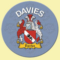 Davies Coat of Arms Cork Round English Family Name Coasters Set of 4