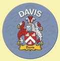 Davis Coat of Arms Cork Round English Family Name Coasters Set of 4