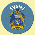 Evans Coat of Arms Cork Round English Family Name Coasters Set of 2