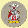 Gray Coat of Arms Cork Round English Family Name Coasters Set of 2