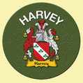 Harvey Coat of Arms Cork Round English Family Name Coasters Set of 4