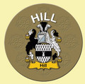 Hill Coat of Arms Cork Round English Family Name Coasters Set of 4