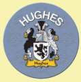 Hughes Coat of Arms Cork Round English Family Name Coasters Set of 2