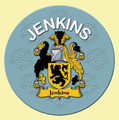 Jenkins Coat of Arms Cork Round English Family Name Coasters Set of 2