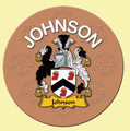 Johnson Coat of Arms Cork Round English Family Name Coasters Set of 4