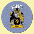 King Coat of Arms Cork Round English Family Name Coasters Set of 4