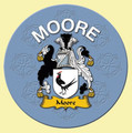 Moore Coat of Arms Cork Round English Family Name Coasters Set of 2