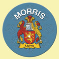 Morris Coat of Arms Cork Round English Family Name Coasters Set of 4