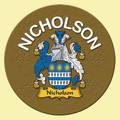 Nicholson Coat of Arms Cork Round English Family Name Coasters Set of 4