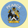 Pearce Coat of Arms Cork Round English Family Name Coasters Set of 2