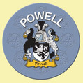 Powell Coat of Arms Cork Round English Family Name Coasters Set of 2