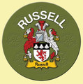 Russell Coat of Arms Cork Round English Family Name Coasters Set of 4