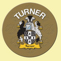 Turner Coat of Arms Cork Round English Family Name Coasters Set of 4