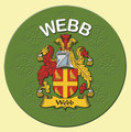 Webb Coat of Arms Cork Round English Family Name Coasters Set of 2