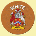White Coat of Arms Cork Round English Family Name Coasters Set of 4