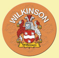 Wilkinson Coat of Arms Cork Round English Family Name Coasters Set of 2