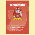 McNamara Coat Of Arms History Irish Family Name Origins Mini Book