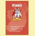 O'Leary Coat Of Arms History Irish Family Name Origins Mini Book
