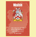 Walsh Coat Of Arms History Irish Family Name Origins Mini Book