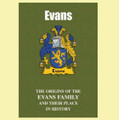 Evans Coat Of Arms History Welsh Family Name Origins Mini Book