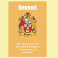 Bennett Coat Of Arms History English Family Name Origins Mini Book