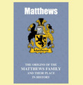 Matthews Coat Of Arms History English Family Name Origins Mini Book