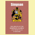 Simpson Coat Of Arms History English Family Name Origins Mini Book