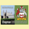 Chapman Coat of Arms English Family Name Fridge Magnets Set of 2