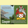 Cooper Coat of Arms English Family Name Fridge Magnets Set of 2