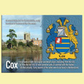 Cox Coat of Arms English Family Name Fridge Magnets Set of 2