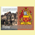 Fisher Coat of Arms English Family Name Fridge Magnets Set of 2