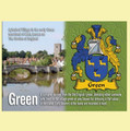 Green Coat of Arms English Family Name Fridge Magnets Set of 2