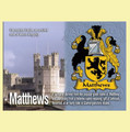 Matthews Coat of Arms English Family Name Fridge Magnets Set of 2