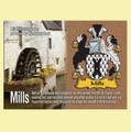 Mills Coat of Arms English Family Name Fridge Magnets Set of 2