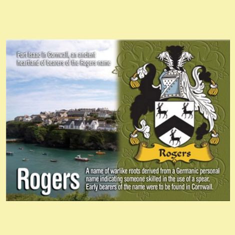 Rogers Coat Of Arms English Family Name Fridge Magnets Set Of 2