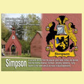 Simpson Coat of Arms English Family Name Fridge Magnets Set of 4