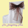 Chocolate Brown Organza Wedding Chair Sash Ribbon Bow Decorations x 50 For Hire