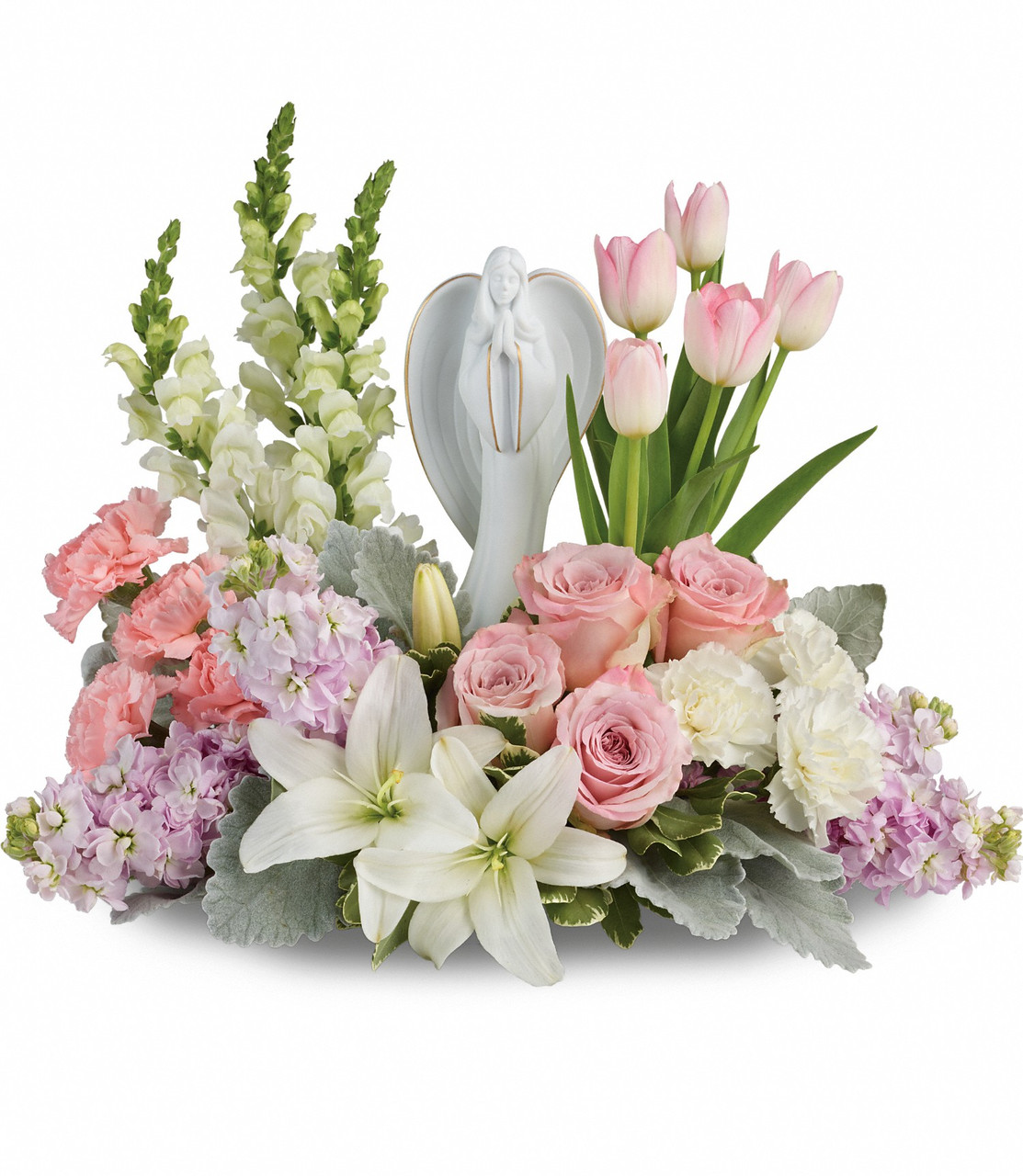 Hopeful Gardens White Angel Keepsake Pink Funeral Flowers