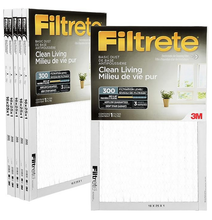 Clean Living Basic Dust 3-Month Pleated Air Filters - Pack of 6 (16x25x1), MPR 300, MERV 5 