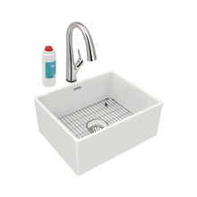 ELKAY  SWUF2520WHFLC Fireclay 24-7/16" x 19-11/16" x 9-1/8" Single Bowl Farmhouse Sink Kit with Filtered Faucet, White