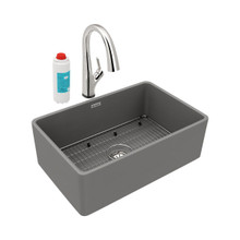 ELKAY  SWUF28179MGFLC Fireclay 30" x 19-15/16" x 9-1/8", Single Bowl Farmhouse Sink Kit with Filtered Faucet, Matte Gray