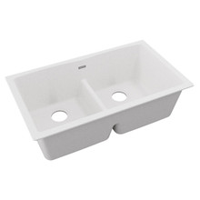 ELKAY  ELGDULB3322WH0 Quartz Classic 33" x 19" x 10", Equal Double Bowl Undermount Sink with Aqua Divide, White