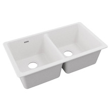 ELKAY  ELGU3322WH0 Quartz Classic 33" x 18-1/2" x 9-1/2", Equal Double Bowl Undermount Sink, White