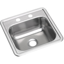 ELKAY  D115162 Dayton Stainless Steel 15" x 15" x 5-3/16", 2-Hole Single Bowl Drop-in Bar Sink with 3-1/2" Drain Opening