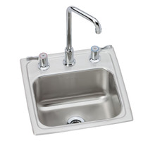 ELKAY  BLH15C Lustertone Classic Stainless Steel 15" x 15" x 7-1/8", 3-Hole Single Bowl Drop-in Bar Sink + Faucet Kit